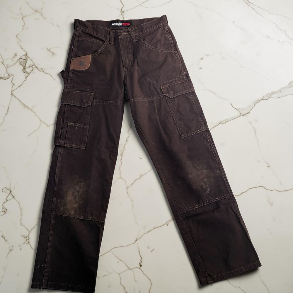 Wrangler Riggs Brown Carpenter Work Pants 30x30 | Utility Cargo Distressed - Picture 2 of 11